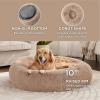 imageBedsure Calming Cat Beds for Indoor Cats  Small Cat Bed Washable 20 inches AntiSlip Round Fluffy Plush Faux Fur Pet Bed Fits up to 15 lbs Pets Aqua BlueCamel