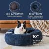 imageBedsure Calming Cat Beds for Indoor Cats  Small Cat Bed Washable 20 inches AntiSlip Round Fluffy Plush Faux Fur Pet Bed Fits up to 15 lbs Pets Aqua BlueNavy