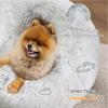 imageBedsure Calming Cat Beds for Indoor Cats  Small Cat Bed Washable 20 inches AntiSlip Round Fluffy Plush Faux Fur Pet Bed Fits up to 15 lbs Pets Aqua BlueFrost Grey