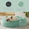 imageBedsure Calming Cat Beds for Indoor Cats  Small Cat Bed Washable 20 inches AntiSlip Round Fluffy Plush Faux Fur Pet Bed Fits up to 15 lbs Pets Aqua BlueApple Green