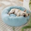 imageBedsure Calming Cat Beds for Indoor Cats  Small Cat Bed Washable 20 inches AntiSlip Round Fluffy Plush Faux Fur Pet Bed Fits up to 15 lbs Pets Aqua BlueAqua Blue
