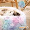 imageBedsure Calming Cat Beds for Indoor Cats  Small Cat Bed Washable 20 inches AntiSlip Round Fluffy Plush Faux Fur Pet Bed Fits up to 15 lbs Pets Aqua BlueMulti Color