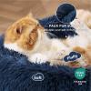 imageBedsure Calming Cat Beds for Indoor Cats  Small Cat Bed Washable 20 inches AntiSlip Round Fluffy Plush Faux Fur Pet Bed Fits up to 15 lbs Pets Aqua BlueNavy