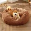 imageBedsure Calming Cat Beds for Indoor Cats  Small Cat Bed Washable 20 inches AntiSlip Round Fluffy Plush Faux Fur Pet Bed Fits up to 15 lbs Pets Aqua BlueCopper