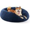 imageBedsure Calming Cat Beds for Indoor Cats  Small Cat Bed Washable 20 inches AntiSlip Round Fluffy Plush Faux Fur Pet Bed Fits up to 15 lbs Pets Aqua BlueNavy