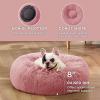imageBedsure Calming Cat Beds for Indoor Cats  Small Cat Bed Washable 20 inches AntiSlip Round Fluffy Plush Faux Fur Pet Bed Fits up to 15 lbs Pets Aqua BlueMauve Blush