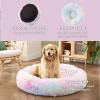 imageBedsure Calming Cat Beds for Indoor Cats  Small Cat Bed Washable 20 inches AntiSlip Round Fluffy Plush Faux Fur Pet Bed Fits up to 15 lbs Pets Aqua BlueMulti Color