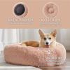 imageBedsure Calming Cat Beds for Indoor Cats  Small Cat Bed Washable 20 inches AntiSlip Round Fluffy Plush Faux Fur Pet Bed Fits up to 15 lbs Pets Aqua BluePink