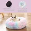 imageBedsure Calming Cat Beds for Indoor Cats  Small Cat Bed Washable 20 inches AntiSlip Round Fluffy Plush Faux Fur Pet Bed Fits up to 15 lbs Pets Aqua BlueMulti Color