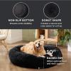 imageBedsure Calming Cat Beds for Indoor Cats  Small Cat Bed Washable 20 inches AntiSlip Round Fluffy Plush Faux Fur Pet Bed Fits up to 15 lbs Pets Aqua BlueBlack