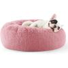 imageBedsure Calming Cat Beds for Indoor Cats  Small Cat Bed Washable 20 inches AntiSlip Round Fluffy Plush Faux Fur Pet Bed Fits up to 15 lbs Pets Aqua BlueMauve Blush