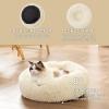 imageBedsure Calming Cat Beds for Indoor Cats  Small Cat Bed Washable 20 inches AntiSlip Round Fluffy Plush Faux Fur Pet Bed Fits up to 15 lbs Pets Aqua BlueIvory Beige