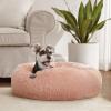 imageBedsure Calming Cat Beds for Indoor Cats  Small Cat Bed Washable 20 inches AntiSlip Round Fluffy Plush Faux Fur Pet Bed Fits up to 15 lbs Pets Aqua BluePink