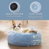 imageBedsure Calming Cat Beds for Indoor Cats  Small Cat Bed Washable 20 inches AntiSlip Round Fluffy Plush Faux Fur Pet Bed Fits up to 15 lbs Pets Aqua BlueLight Blue
