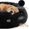 imageBedsure Calming Cat Beds for Indoor Cats  Small Cat Bed Washable 20 inches AntiSlip Round Fluffy Plush Faux Fur Pet Bed Fits up to 15 lbs Pets Aqua BlueBlack