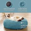 imageBedsure Calming Cat Beds for Indoor Cats  Small Cat Bed Washable 20 inches AntiSlip Round Fluffy Plush Faux Fur Pet Bed Fits up to 15 lbs Pets Aqua BlueWashed Blue