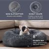 imageBedsure Calming Cat Beds for Indoor Cats  Small Cat Bed Washable 20 inches AntiSlip Round Fluffy Plush Faux Fur Pet Bed Fits up to 15 lbs Pets Aqua BlueDark Grey