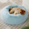 imageBedsure Calming Cat Beds for Indoor Cats  Small Cat Bed Washable 20 inches AntiSlip Round Fluffy Plush Faux Fur Pet Bed Fits up to 15 lbs Pets Aqua BlueAqua Blue