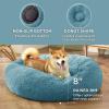 imageBedsure Calming Cat Beds for Indoor Cats  Small Cat Bed Washable 20 inches AntiSlip Round Fluffy Plush Faux Fur Pet Bed Fits up to 15 lbs Pets Aqua BlueWashed Blue