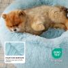 imageBedsure Calming Cat Beds for Indoor Cats  Small Cat Bed Washable 20 inches AntiSlip Round Fluffy Plush Faux Fur Pet Bed Fits up to 15 lbs Pets Aqua BlueAqua Blue