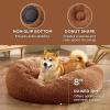 imageBedsure Calming Cat Beds for Indoor Cats  Small Cat Bed Washable 20 inches AntiSlip Round Fluffy Plush Faux Fur Pet Bed Fits up to 15 lbs Pets Aqua BlueCopper