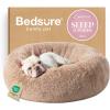 imageBedsure Calming Cat Beds for Indoor Cats  Small Cat Bed Washable 20 inches AntiSlip Round Fluffy Plush Faux Fur Pet Bed Fits up to 15 lbs Pets Aqua BlueCamel