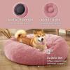 imageBedsure Calming Cat Beds for Indoor Cats  Small Cat Bed Washable 20 inches AntiSlip Round Fluffy Plush Faux Fur Pet Bed Fits up to 15 lbs Pets Aqua BlueMauve Blush