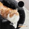 imageBedsure Calming Cat Beds for Indoor Cats  Small Cat Bed Washable 20 inches AntiSlip Round Fluffy Plush Faux Fur Pet Bed Fits up to 15 lbs Pets Aqua BlueBlack