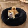 imageBedsure Calming Cat Beds for Indoor Cats  Small Cat Bed Washable 20 inches AntiSlip Round Fluffy Plush Faux Fur Pet Bed Fits up to 15 lbs Pets Aqua BlueBlack