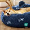 imageBedsure Calming Cat Beds for Indoor Cats  Small Cat Bed Washable 20 inches AntiSlip Round Fluffy Plush Faux Fur Pet Bed Fits up to 15 lbs Pets Aqua BlueNavy