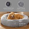 imageBedsure Calming Cat Beds for Indoor Cats  Small Cat Bed Washable 20 inches AntiSlip Round Fluffy Plush Faux Fur Pet Bed Fits up to 15 lbs Pets Aqua BluePale Grey