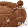 imageBedsure Calming Cat Beds for Indoor Cats  Small Cat Bed Washable 20 inches AntiSlip Round Fluffy Plush Faux Fur Pet Bed Fits up to 15 lbs Pets Aqua BlueCopper