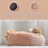 imageBedsure Calming Cat Beds for Indoor Cats  Small Cat Bed Washable 20 inches AntiSlip Round Fluffy Plush Faux Fur Pet Bed Fits up to 15 lbs Pets Aqua BluePink