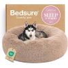 imageBedsure Calming Cat Beds for Indoor Cats  Small Cat Bed Washable 20 inches AntiSlip Round Fluffy Plush Faux Fur Pet Bed Fits up to 15 lbs Pets Aqua BlueCamel