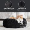 imageBedsure Calming Cat Beds for Indoor Cats  Small Cat Bed Washable 20 inches AntiSlip Round Fluffy Plush Faux Fur Pet Bed Fits up to 15 lbs Pets Aqua BlueBlack