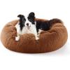 imageBedsure Calming Cat Beds for Indoor Cats  Small Cat Bed Washable 20 inches AntiSlip Round Fluffy Plush Faux Fur Pet Bed Fits up to 15 lbs Pets Aqua BlueCopper