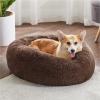 imageBedsure Calming Cat Beds for Indoor Cats  Small Cat Bed Washable 20 inches AntiSlip Round Fluffy Plush Faux Fur Pet Bed Fits up to 15 lbs Pets Aqua BlueCoffee