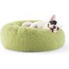 imageBedsure Calming Cat Beds for Indoor Cats  Small Cat Bed Washable 20 inches AntiSlip Round Fluffy Plush Faux Fur Pet Bed Fits up to 15 lbs Pets Aqua BlueGreen