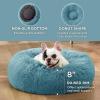 imageBedsure Calming Cat Beds for Indoor Cats  Small Cat Bed Washable 20 inches AntiSlip Round Fluffy Plush Faux Fur Pet Bed Fits up to 15 lbs Pets Aqua BlueWashed Blue