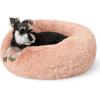 imageBedsure Calming Cat Beds for Indoor Cats  Small Cat Bed Washable 20 inches AntiSlip Round Fluffy Plush Faux Fur Pet Bed Fits up to 15 lbs Pets Aqua BluePink