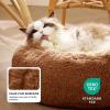 imageBedsure Calming Cat Beds for Indoor Cats  Small Cat Bed Washable 20 inches AntiSlip Round Fluffy Plush Faux Fur Pet Bed Fits up to 15 lbs Pets Aqua BlueCopper