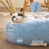 imageBedsure Calming Cat Beds for Indoor Cats  Small Cat Bed Washable 20 inches AntiSlip Round Fluffy Plush Faux Fur Pet Bed Fits up to 15 lbs Pets Aqua BlueLight Blue