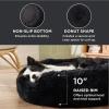 imageBedsure Calming Cat Beds for Indoor Cats  Small Cat Bed Washable 20 inches AntiSlip Round Fluffy Plush Faux Fur Pet Bed Fits up to 15 lbs Pets Aqua BlueBlack