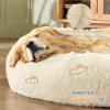 imageBedsure Calming Cat Beds for Indoor Cats  Small Cat Bed Washable 20 inches AntiSlip Round Fluffy Plush Faux Fur Pet Bed Fits up to 15 lbs Pets Aqua BlueIvory Beige