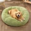 imageBedsure Calming Cat Beds for Indoor Cats  Small Cat Bed Washable 20 inches AntiSlip Round Fluffy Plush Faux Fur Pet Bed Fits up to 15 lbs Pets Aqua BlueGreen