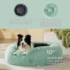 imageBedsure Calming Cat Beds for Indoor Cats  Small Cat Bed Washable 20 inches AntiSlip Round Fluffy Plush Faux Fur Pet Bed Fits up to 15 lbs Pets Aqua BlueApple Green