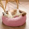 imageBedsure Calming Cat Beds for Indoor Cats  Small Cat Bed Washable 20 inches AntiSlip Round Fluffy Plush Faux Fur Pet Bed Fits up to 15 lbs Pets Aqua BlueMauve Blush