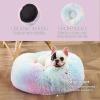 imageBedsure Calming Cat Beds for Indoor Cats  Small Cat Bed Washable 20 inches AntiSlip Round Fluffy Plush Faux Fur Pet Bed Fits up to 15 lbs Pets Aqua BlueMulti Color
