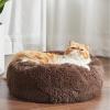 imageBedsure Calming Cat Beds for Indoor Cats  Small Cat Bed Washable 20 inches AntiSlip Round Fluffy Plush Faux Fur Pet Bed Fits up to 15 lbs Pets Aqua BlueCoffee