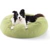 imageBedsure Calming Cat Beds for Indoor Cats  Small Cat Bed Washable 20 inches AntiSlip Round Fluffy Plush Faux Fur Pet Bed Fits up to 15 lbs Pets Aqua BlueGreen